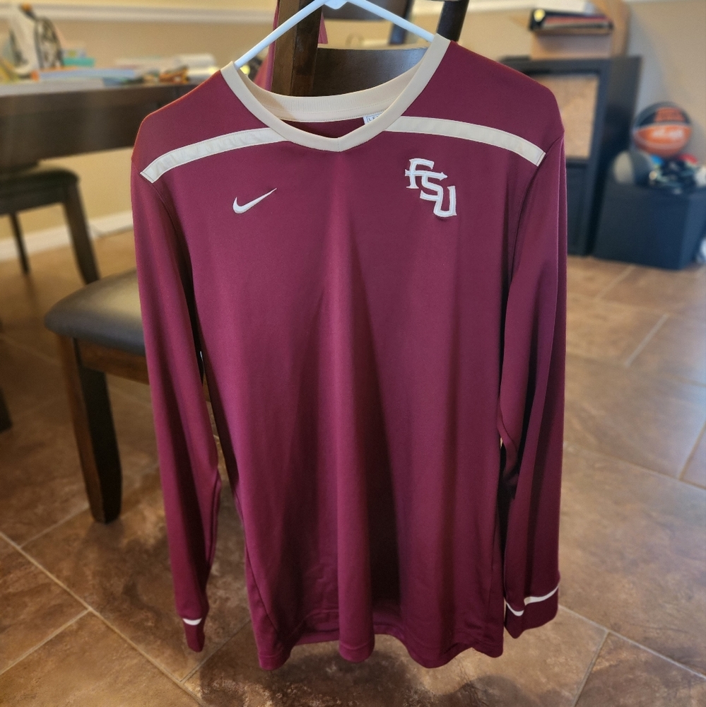 FSU Nike Dri Fit Long Sleeve Shirt, Size Large, Garnet
